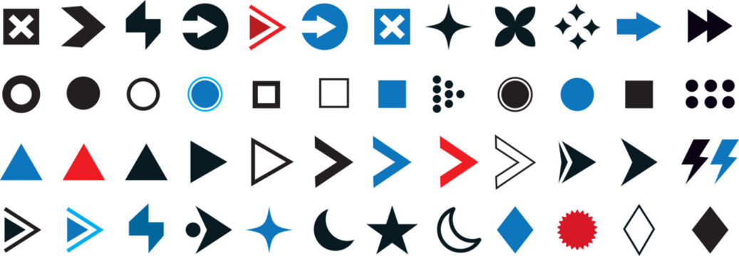 Set of Fl&egrave;che bullet list icons for document organization and digital text formatting projects, containing clean flat vector illustration elements.