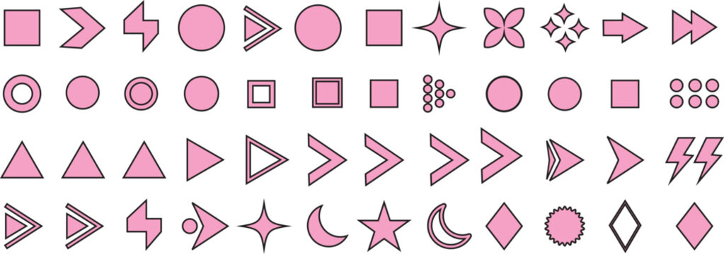 Set of Fl&egrave;che bullet list icons for document organization and digital text formatting projects, containing clean flat vector illustration elements.