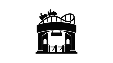 Rollercoaster entrance gate stands as an iconic structure welcoming thrill seekers to an amusement park destination. © Berkah
