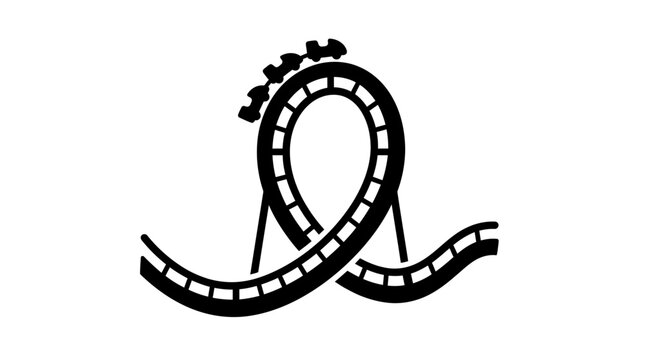 Rollercoaster icon represents an exciting amusement park ride featuring a high-speed loop for thrill seekers to enjoy during their summer vacation or leisure time at a local carnival attraction.