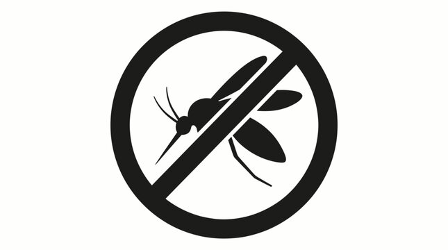 Mosquito icon inside a forbidden circle represents an effective warning against insect bites and the prevention of vector-borne diseases.