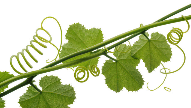 Green vine with leaves and curly tendrils