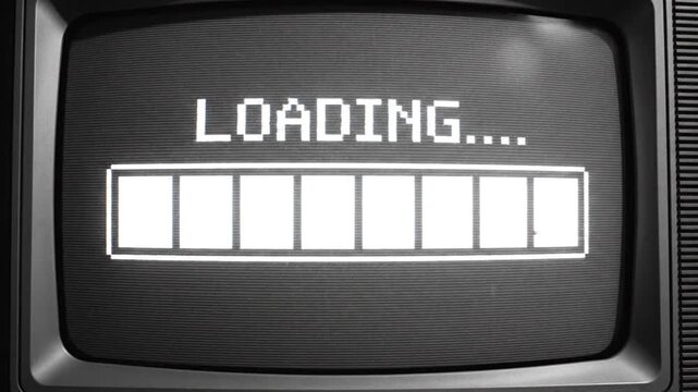 Retro television screen showing loading bar and static.