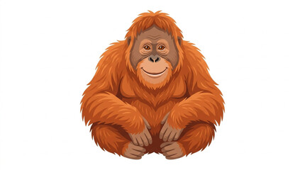 Cute baby orangutan sitting down calmly vector illustration © Lapak orang bejo