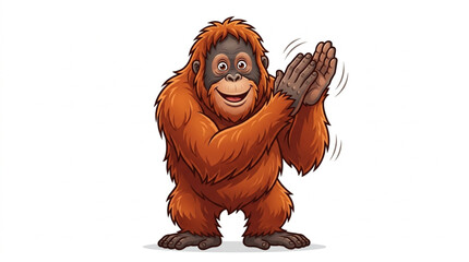 Happy cute orangutan standing and clapping hands vector mascot © Lapak orang bejo