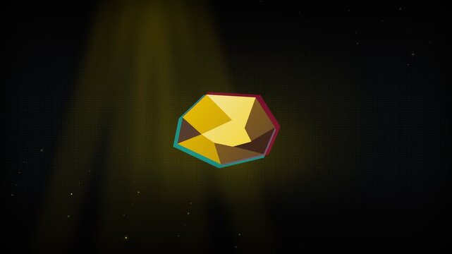 Abstract Geometric Shape with Chromatic Aberration and Light Rays on Black Background.