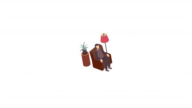 Man Sitting In Safa Chair Living Room Home Place