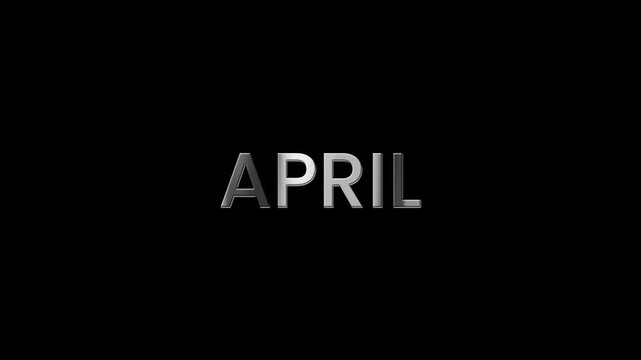 Animated Silver Metallic April Month Title with Glossy Glitch Effect