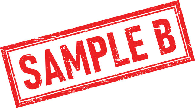 Clear red rubber ink stamp impression featuring the words SAMPLE B in white uppercase letters
