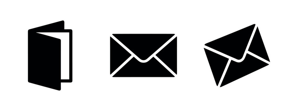 Stationery Icons Set Featuring Mail Envelopes and Brochure Folders