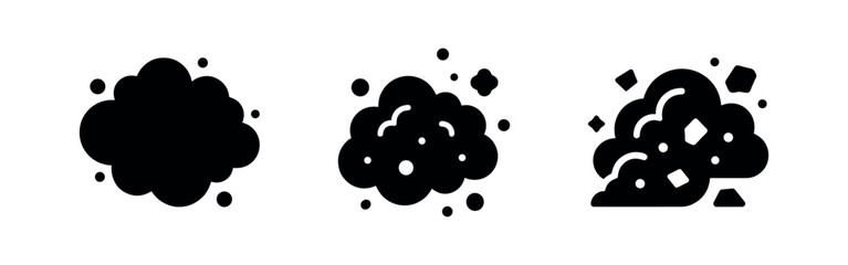 Dust Cloud and Smoke Icons Representing Air Pollution and Particles © Lili