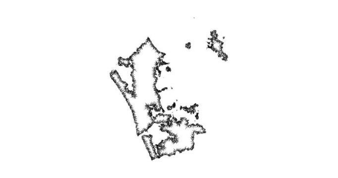 Sketch Auckland outline map animation - smooth progressive reveal