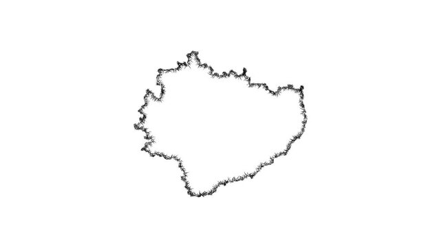 Sketch Swietokrzyskie outline map animation - smooth progressive reveal