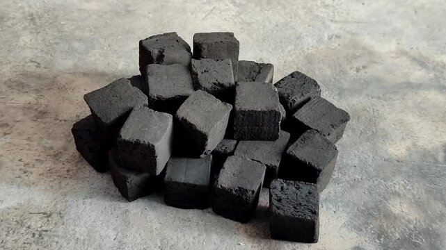 High quality coconut shell charcoal briquettes in cube shapes for hookah, shisha, and BBQ grilling