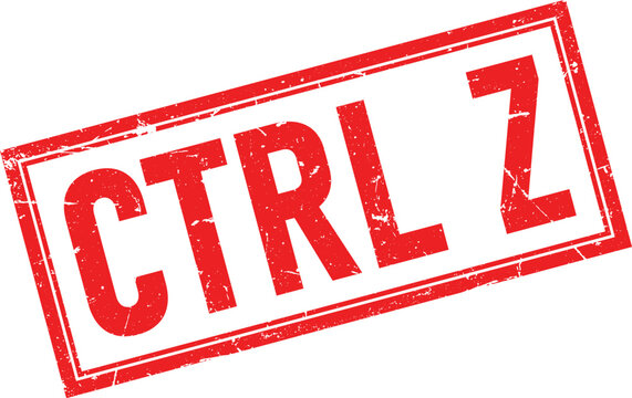 Distressed red rubber stamp impression with the text CTRL Z isolated on a white background symbolizing undo actions