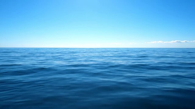The vast sea surface and blue sky natural scenery materials, the blue sea waves
