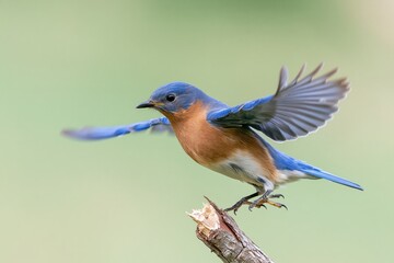Obraz premium The Kingfisher in Bright Blue Plumage Perched and Launching into Flight at Dawn
