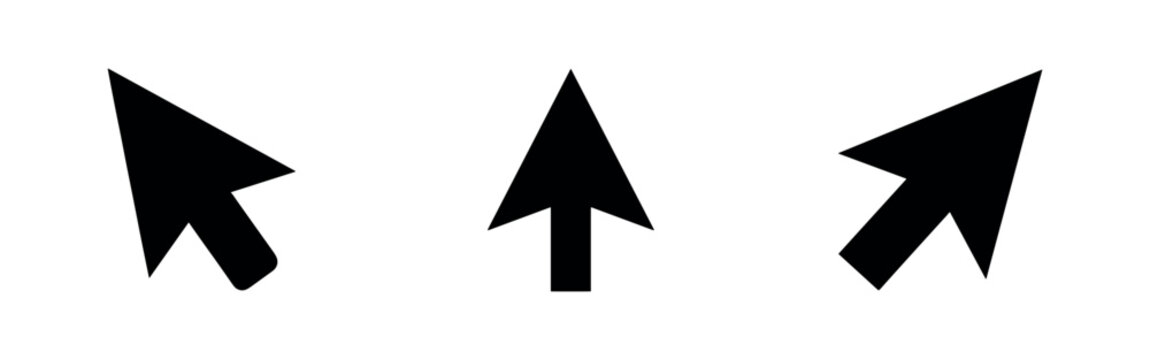Three black cursor icons on a white background