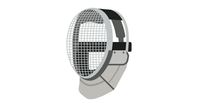 Professional Fencing Head Protection Mask Vector Illustration for Fencing Sports Athlete Equipment