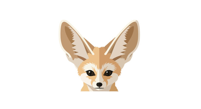Cute Fennec Fox Head Vector Illustration with Large Ears and Minimalist Design for Creative Projects