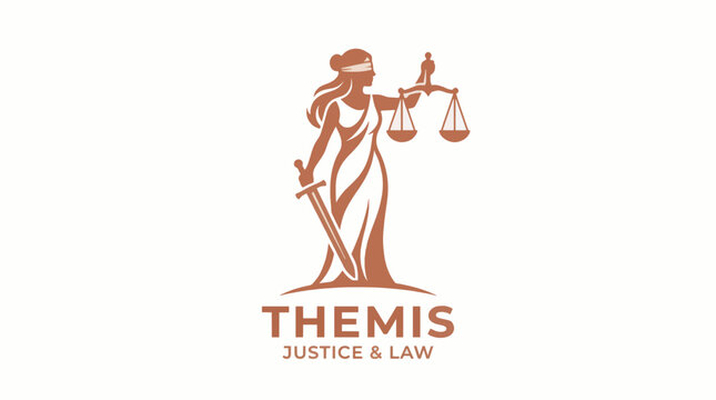 Lady Justice Vector Logo Blindfolded Themis Scales Sword Minimalist Graphic Resource Commercial Use