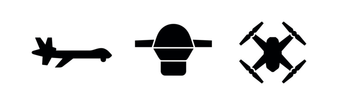 Aircraft icons: jet, drone, propeller plane