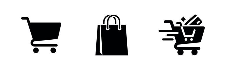 Shopping icons: cart, bag, express checkout © Lili