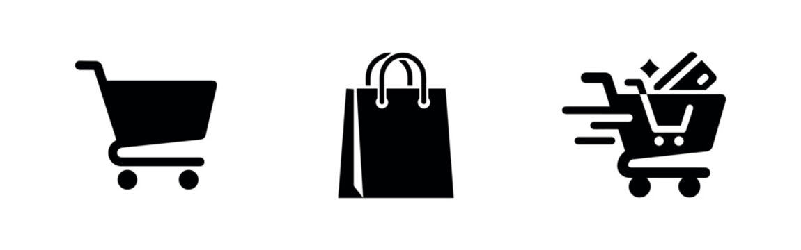 Shopping icons: cart, bag, express checkout