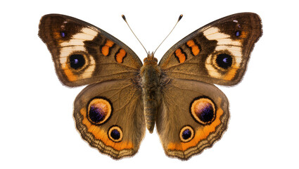 Brown butterfly with large eyespots and orange markings © Miguel