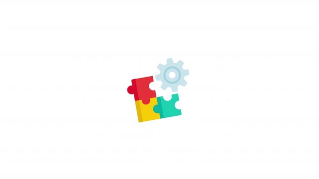 Colorful Puzzle Pieces And Gear