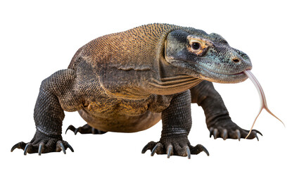 Fototapeta premium Komodo dragon lizard with forked tongue flicking out