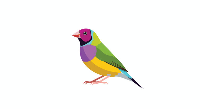 Vibrant Tropical Gouldian Finch Bird Vector Illustration Isolated on White Background for Nature Designs