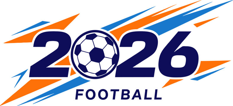 2026 soccer logo design with football and dynamic speed lines