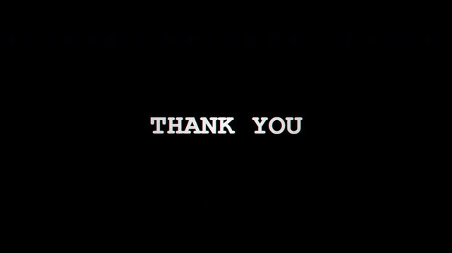 Retro CRT Glitch Thank You Message Animation with Vintage Distortion on Black Background