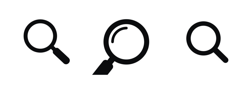 Magnifying glass and search icons set.