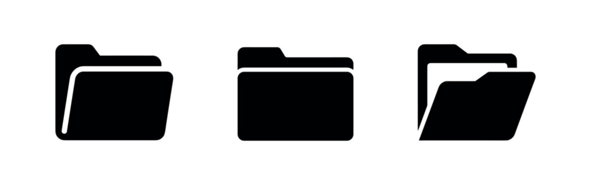 Folder icon set. File and document management symbols for digital organization.