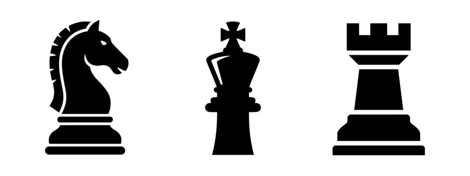 Chess pieces icon set. Strategy game symbols for intellect and competition.