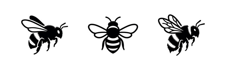 Bee icons set. Insect, honey, and nature symbols for pollination and ecology. © Lili