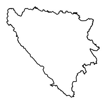 Bosnia and Herzegovina Map Outline and Silhouette