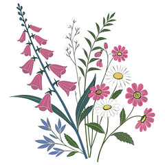 Rustic Meadow Flower Collection Premium Floral Illustration © SUMON