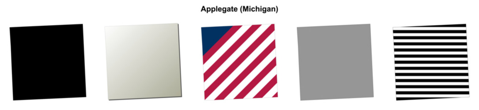 Applegate (Michigan) blank outline map set
