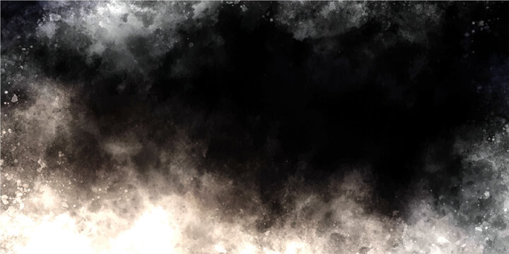 Dark smoky textured border with white mist and particulate overlay on black background.