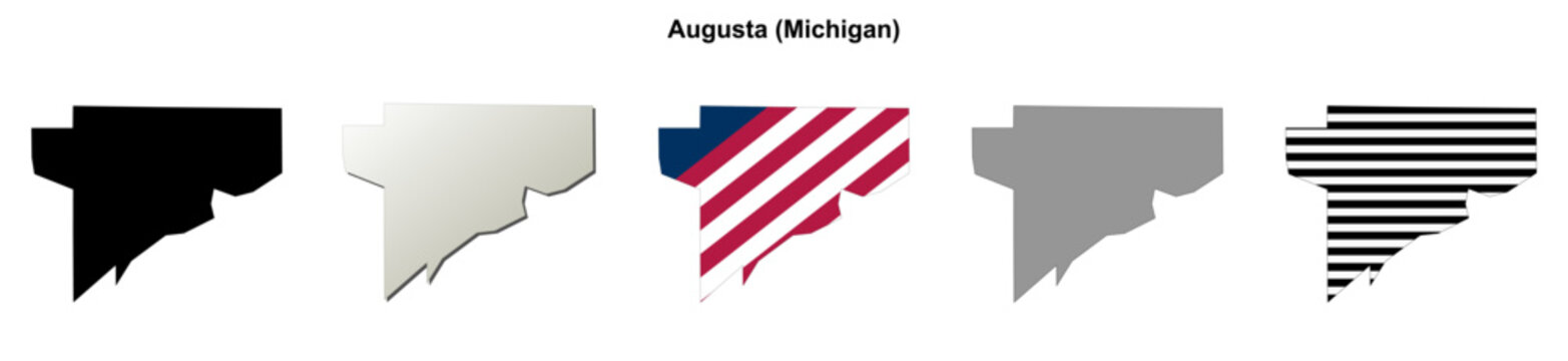 Augusta (Michigan) blank outline map set