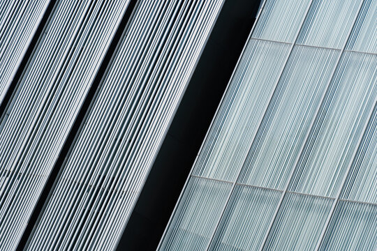 white modern corrugated metal wall texture with shadow for architecture background	