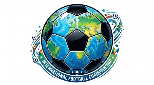 International Football Championship Globe Soccer Ball Logo Vector Illustration