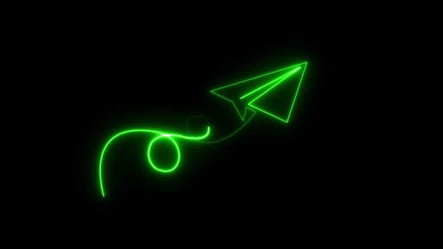 Glowing Neon Line Telegram Icon Isolated on Black Background. 4K Ultra HD Video Motion Graphic neon icon Animation