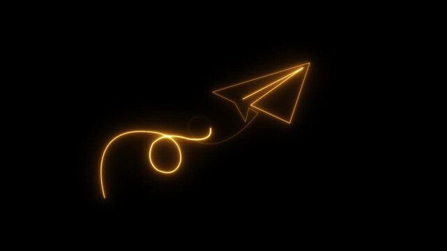 Glowing Neon Line Telegram Icon Isolated on Black Background. 4K Ultra HD Video Motion Graphic neon icon Animation
