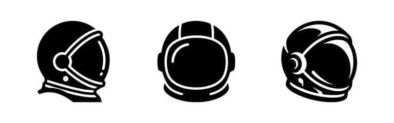 Astronaut helmet icons set, space travel, exploration, and science fiction vector. © Lili