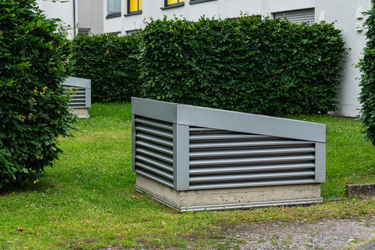 Ventilation shaft for an underground garage or similar facility.