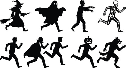 Halloween characters running vector illustration © SULTAN MIAH
